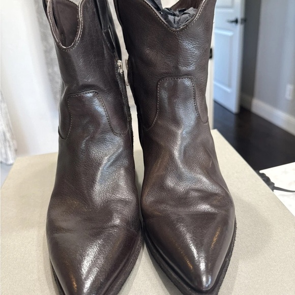 Officine Creative Dark Brown Leather Ankle Boots - Picture 1 of 5